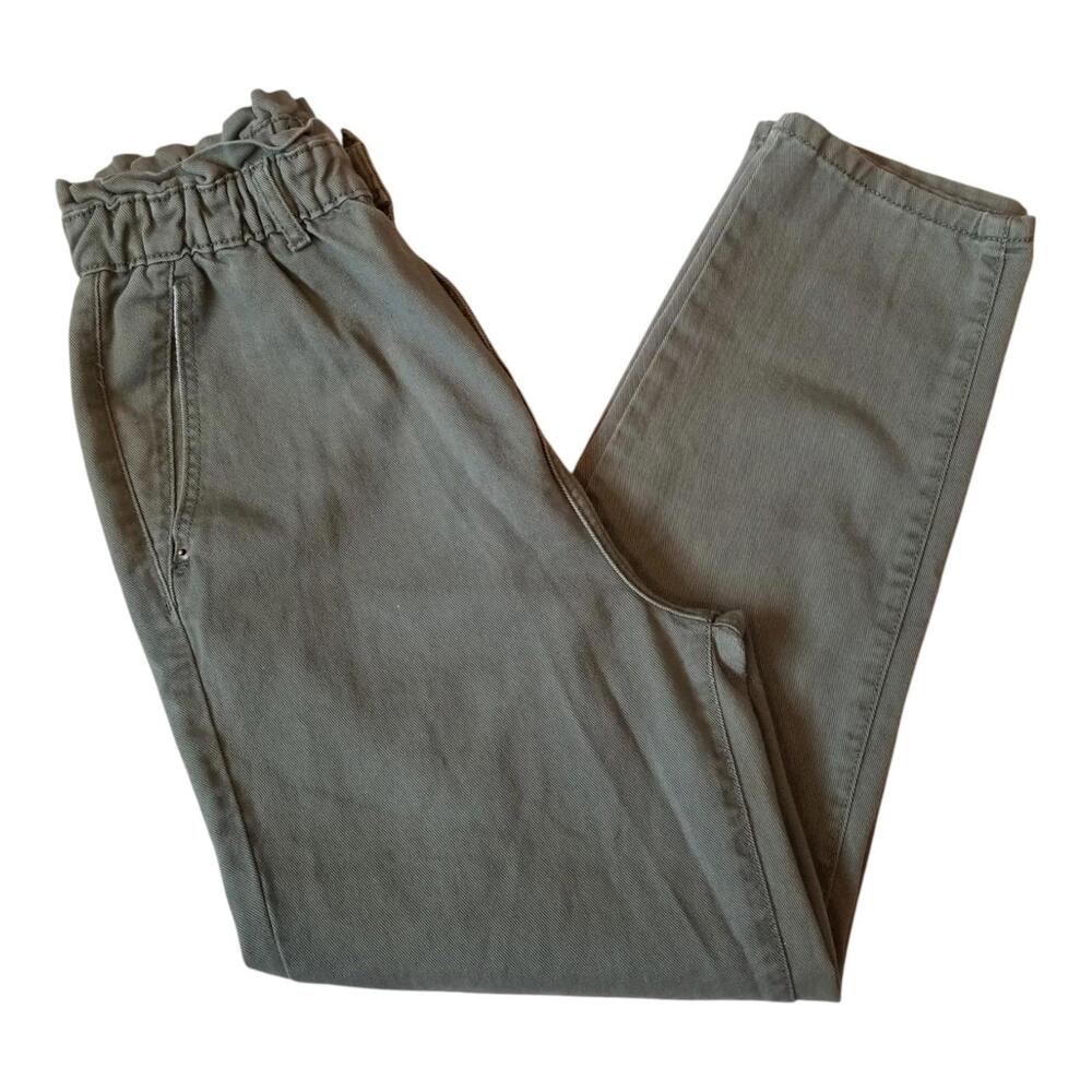 7 For All Mankind Jeans Women's Size 28 Green Denim Paper bag High Rise Elastic - Picture 2 of 9